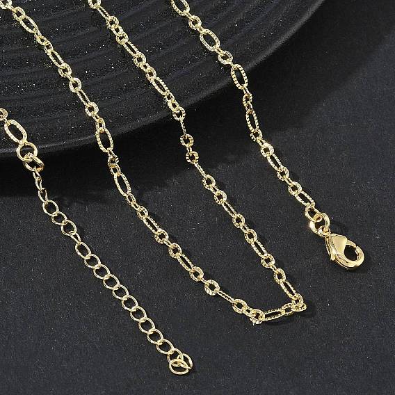 2.7MM Brass Textured Figaro Chain Necklaces for Women, Long-Lasting Plated