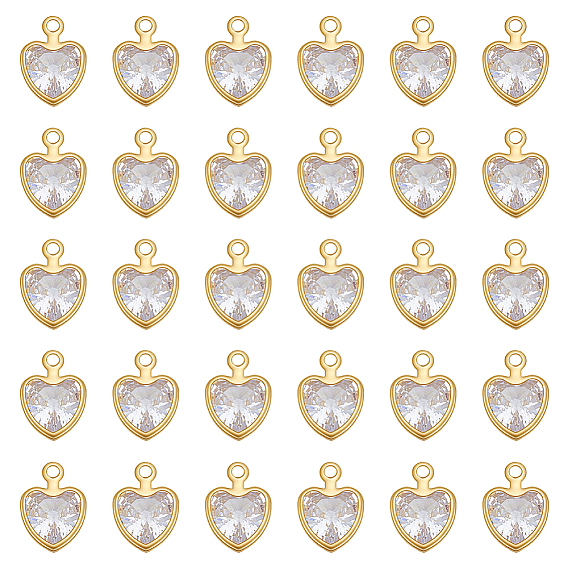80 piezas de dijes de zirconia cúbica micro pavé de latón, dorado