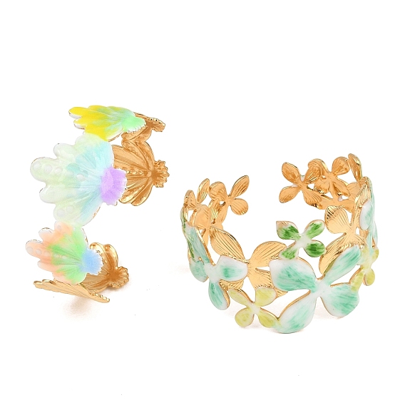 304 манжеты браслеты из нержавеющей стали эмаль, цветок