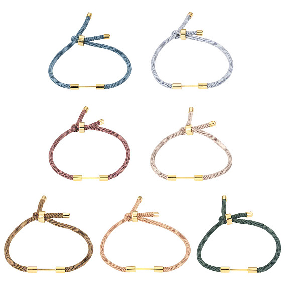 7шт 7 цвета плетеный нейлоновый шнур изготовление браслета, с латунной фурнитурой 