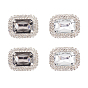 4Pcs 2 Colors Glass Rhinestone Rectangle Shoe Decorations, Iron & Alloy Detachable Shoe Buckle Clips