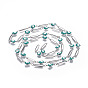 304 Stainless Steel Enamel Chains, Soldered, Rectangle and Flat Round Evil Eye, Stainless Steel Color