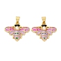 Латунные микро проложить кубического циркония подвески, Пчелы, с эмалью и абс пластика имитация жемчуга, без кадмия и без свинца, стойки покрытие, долговечный