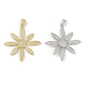 Латунные микро проложить кубического циркония подвески, цветок, долговечный, без кадмия и без свинца, стойки покрытие