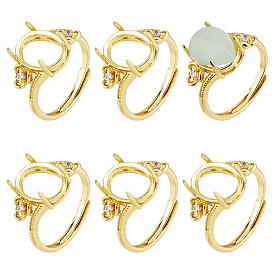 6шт. стеллаж с гальваническим покрытием, овальные латунные кольца с микропаве и кубическим цирконием, регулируемые компоненты кольца-солитера, 4 настройки кольца зубца когтя, долговечный