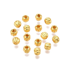 925 Sterling Silver Corrugated Beads, Pumpkin Shape