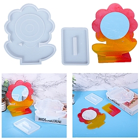 DIY Flower Shape Desk Mirror Frame Silicone Molds, Resin Casting Molds, for UV Resin & Epoxy Resin Craft Making