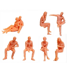 Figurines humaines miniatures en résine, gens de maison de poupée non peints, modèles de mini personnes assises