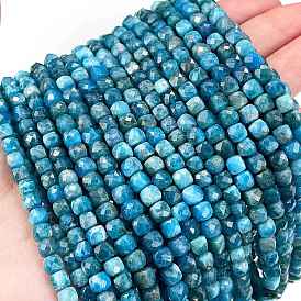 Natural Apatite Beads Strands, Faceted, Cube