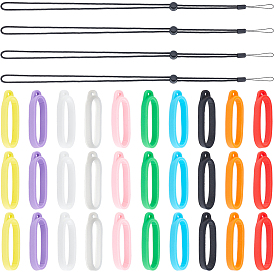 Регулируемый ремешок на шею из полиэстера, с овальной силиконовой подвеской против потери