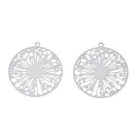 201 из нержавеющей стали филигранные подвески, гравированные металлические украшения, одуванчик