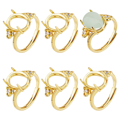 6шт. стеллаж с гальваническим покрытием, овальные латунные кольца с микропаве и кубическим цирконием, регулируемые компоненты кольца-солитера, 4 настройки кольца зубца когтя, долговечный