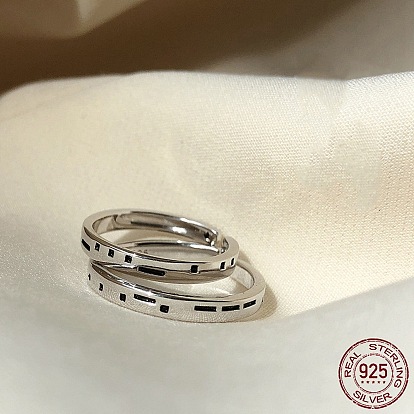 925 открытое кольцо-манжета для женщин с гравировкой кода Морзе из стерлингового серебра