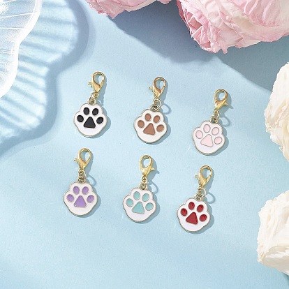 Подвесные украшения из сплава с эмалью в виде отпечатка кошачьей лапы, Сплав с застежками когтя омара