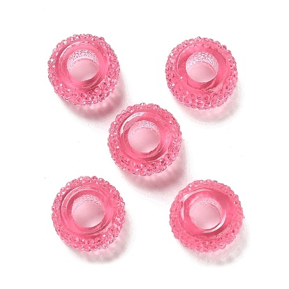 Transparent Resin European Beads, Large Hole Beads, Textured Rondelle