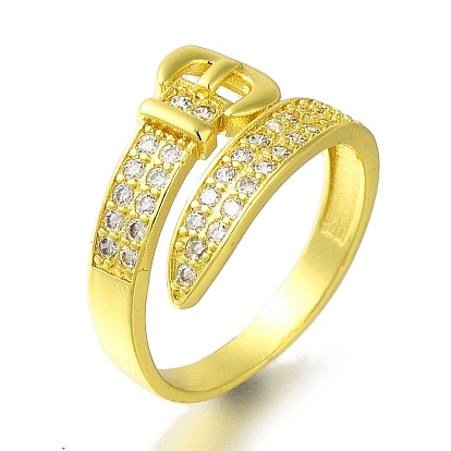 Стойка с покрытием в форме ремня, латунные микро-паве, прозрачные кольца с кубическим цирконием, открытые манжеты для женщин, без свинца и без кадмия, долговечный