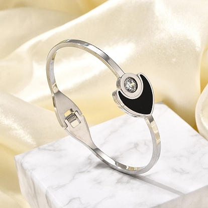 304 браслеты из нержавеющей стали с эмалевым покрытием для женщин, сердце с плоской круглой