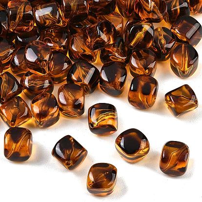Transparent Acrylic Beads, Leopard Print Rhombus