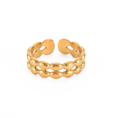 304 Stainless Steel Oval Wrap Open Cuff Ring for Women