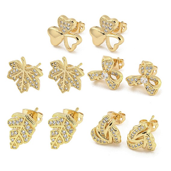 Латунные микро проложить кубического циркония уха шпильки, реальный 18 k позолоченный