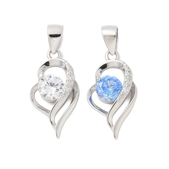 Подвески из тонкого серебра с кубическим цирконием, сердце прелести, платина, родий
