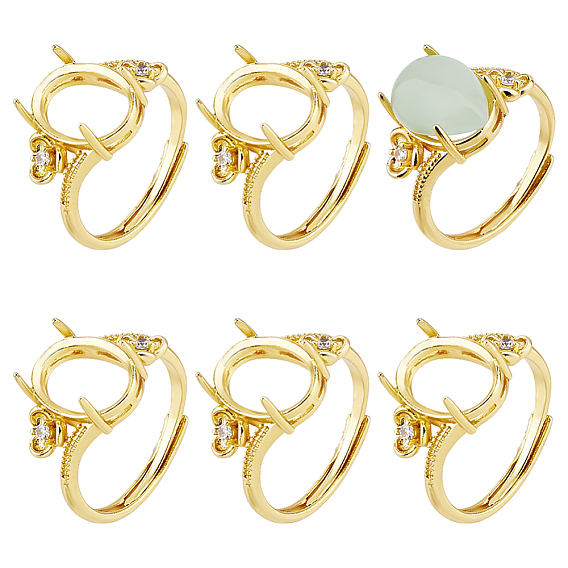 6шт. стеллаж с гальваническим покрытием, овальные латунные кольца с микропаве и кубическим цирконием, регулируемые компоненты кольца-солитера, 4 настройки кольца зубца когтя, долговечный