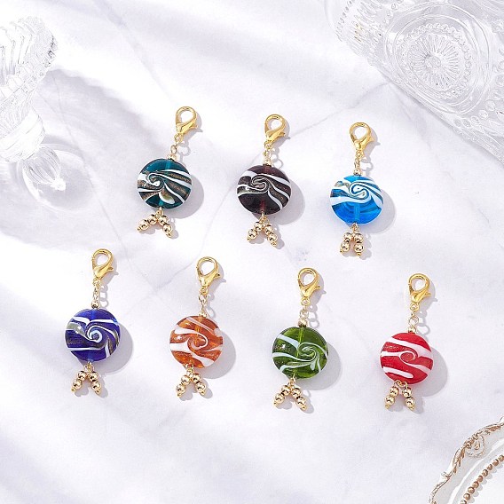 Плоский круглый подвесной светильник ручной работы украшение, с цинковым сплавом застежками омаров коготь