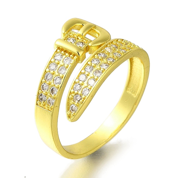 Стойка с покрытием в форме ремня, латунные микро-паве, прозрачные кольца с кубическим цирконием, открытые манжеты для женщин, без свинца и без кадмия, долговечный