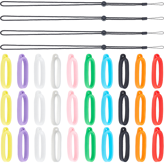 Регулируемый ремешок на шею из полиэстера, с овальной силиконовой подвеской против потери