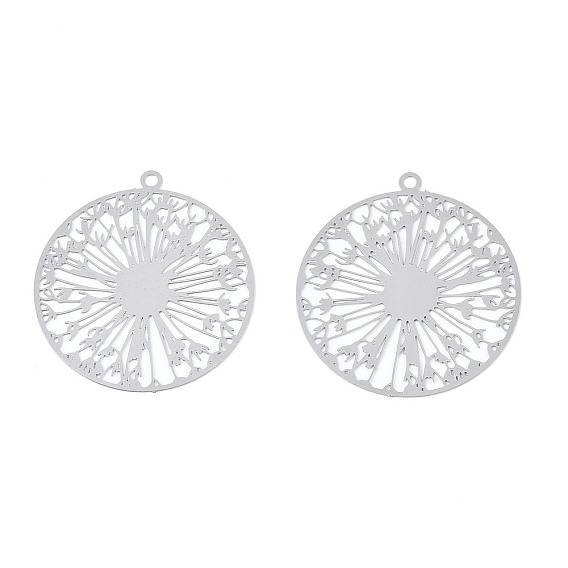 201 из нержавеющей стали филигранные подвески, гравированные металлические украшения, одуванчик