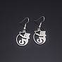 304 Stainless Steel Dangle Earrings for Women, Cat Shape