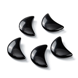 Natural Obsidian Beads, No Hole/Undrilled, for Wire Wrapped Pendant Making, Moon