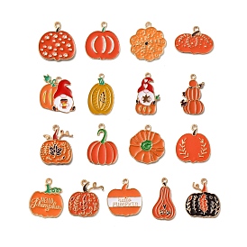 Thanksgiving Day Golden Tone Alloy Enamel Pendants, Pumpkin