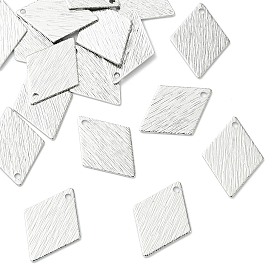 SHEGRACE Brass Pendants, Rhombus Charms, Stamping Blank Tag, Brushed Finish, Cadmium Free & Lead Free & Nickel Free