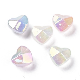 UV Plating Luminous Transparent Acrylic Beads, Glow in The Dark, Faceted, Heart