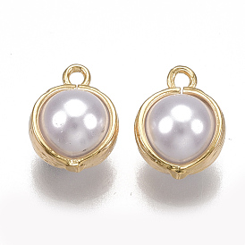 Абс пластика имитация жемчуга, с латунной фурнитурой , без никеля , реальный 18 k позолоченный, круглые