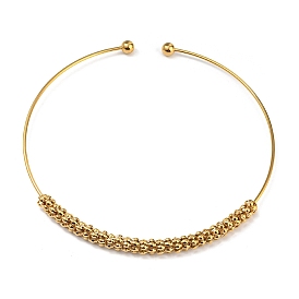 Placage sous vide 202 colliers ras du cou en perles rondelles en acier inoxydable, colliers rigides pour femmes