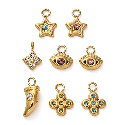 304 подвески из нержавеющей стали, со стразами, золотые