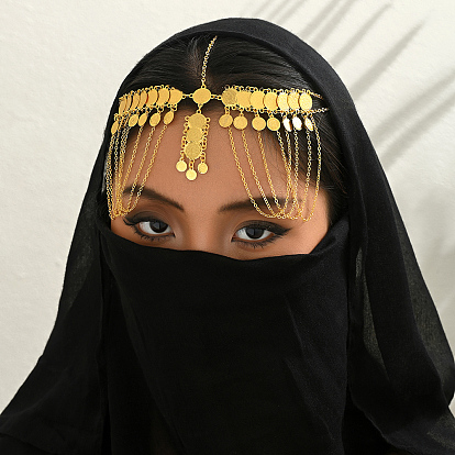 Роскошный элегантный латунный ближневосточный Рамадан классическая монета кисточка кулон лицо цепочка аксессуары для волос ювелирные изделия для женщин