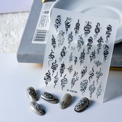 Décalcomanies d'autocollants d'ongle de serpent, auto-adhésif, autocollant, pour femme filles bricolage nail art design
