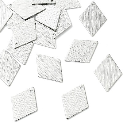 SHEGRACE Brass Pendants, Rhombus Charms, Stamping Blank Tag, Brushed Finish, Cadmium Free & Lead Free & Nickel Free