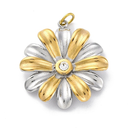 304 из нержавеющей стали горный хрусталь подвески, с целью перехода в кольце, цветочный шарм, ионное покрытие (ip)