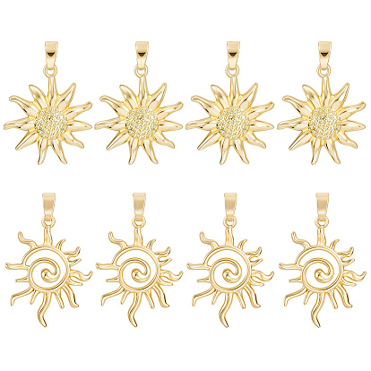 8 шт 2 стили латунные подвески, солнце