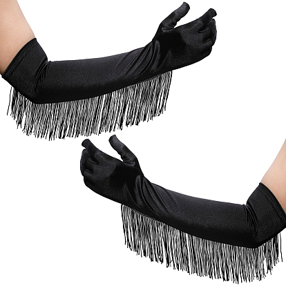 Длинные свадебные перчатки с кисточками из полиэстера, для аксессуаров свадебной одежды