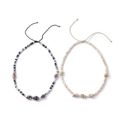 Стеклянные бусины с натуральными морскими ракушками, плетеные ожерелья