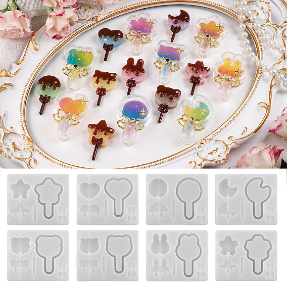 Силиконовые формы для леденцов в форме сердца/звезды/луны своими руками, формы для встряхивания, формы для литья смолы, для уф-смолы, изготовление изделий из эпоксидной смолы