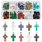 Комплекты подвесных крестообразных драгоценных камней, натуральный и синтетический, с металлическая фурнитурой