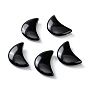 Natural Obsidian Beads, No Hole/Undrilled, for Wire Wrapped Pendant Making, Moon
