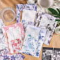 Flower Scrapbook Paper Pads & Stickers & Envelope Set, for DIY Album Scrapbook, Background Paper, Diary Decoration