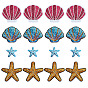 16 шт. 4 стили полиэстеровые и блестящие самоклеящиеся заплатки, наклеить патч, аксессуары для костюма, аппликация, форма раковины и морская звезда